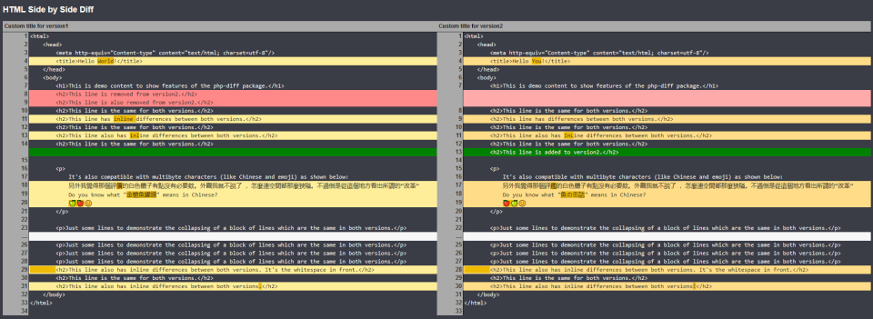 HTML Side By Side Dark Theme