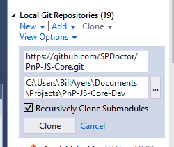 Adding a local clone of a forked repository