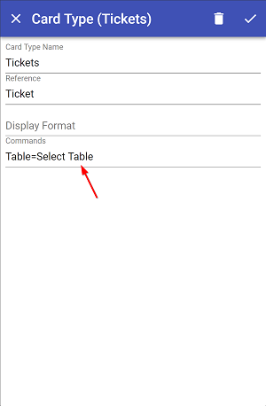 editing ticket card type