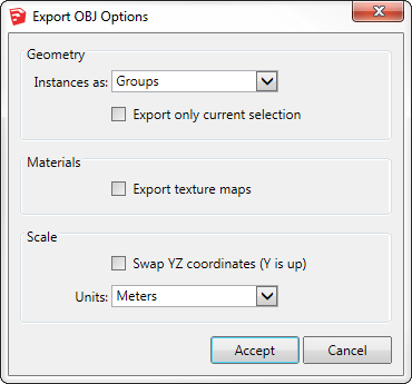 OBJ Export Dialog