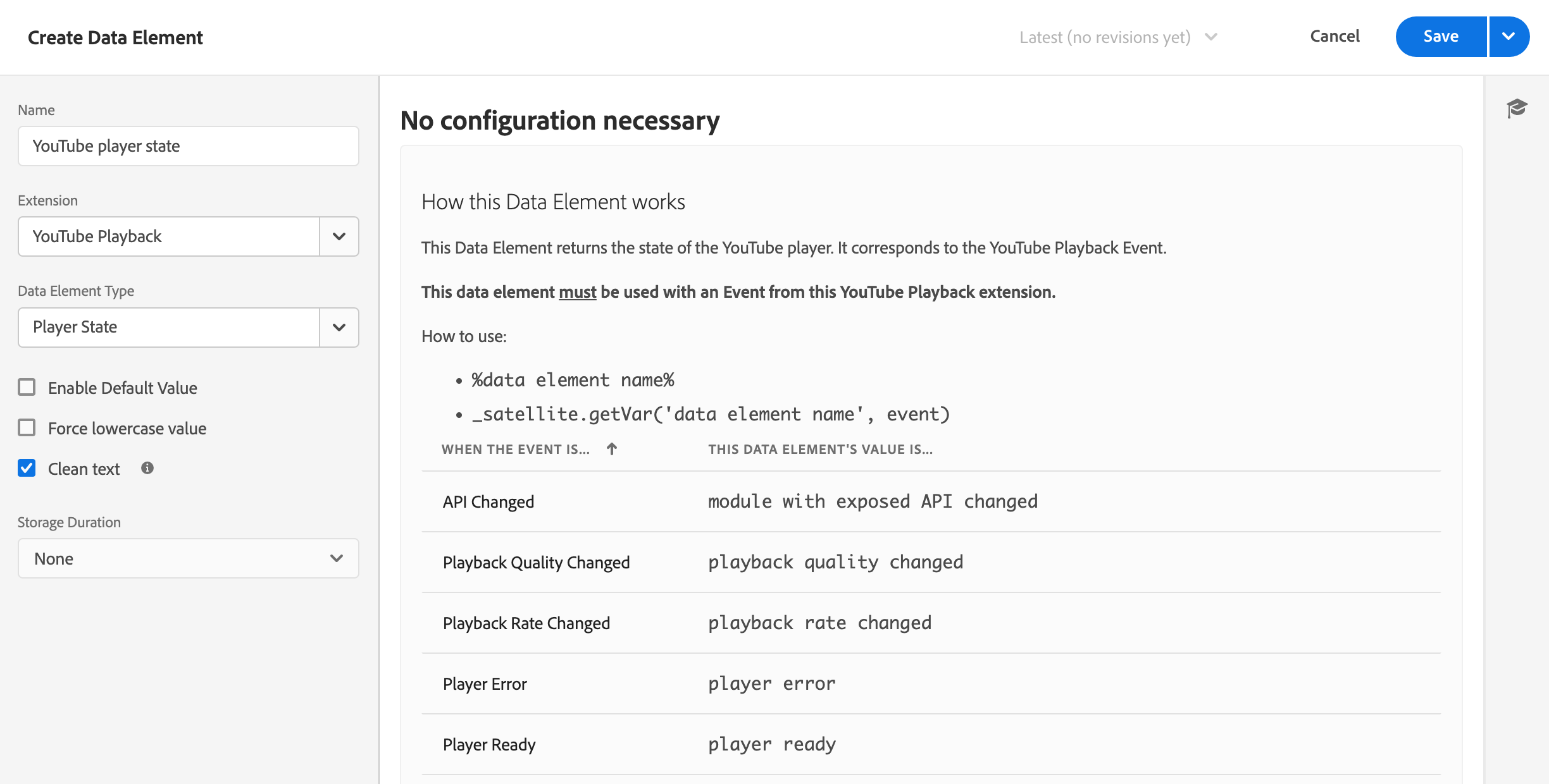 [Data element: YouTube player state]